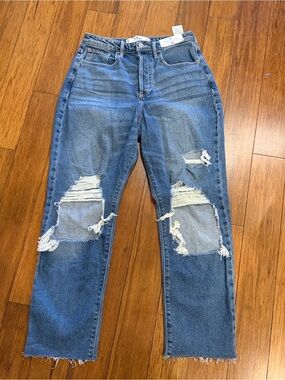 NWT Hollister Curvy Ultra High-Rise Blue Straight-Leg Jeans size 5R W27 L27